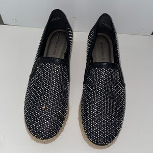 Andiamo sz 9.5 Black Silver Espadrille Wedges